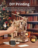 3D Wooden Printing Press Puzzle Kit: DIY STEM Model Desk Decor