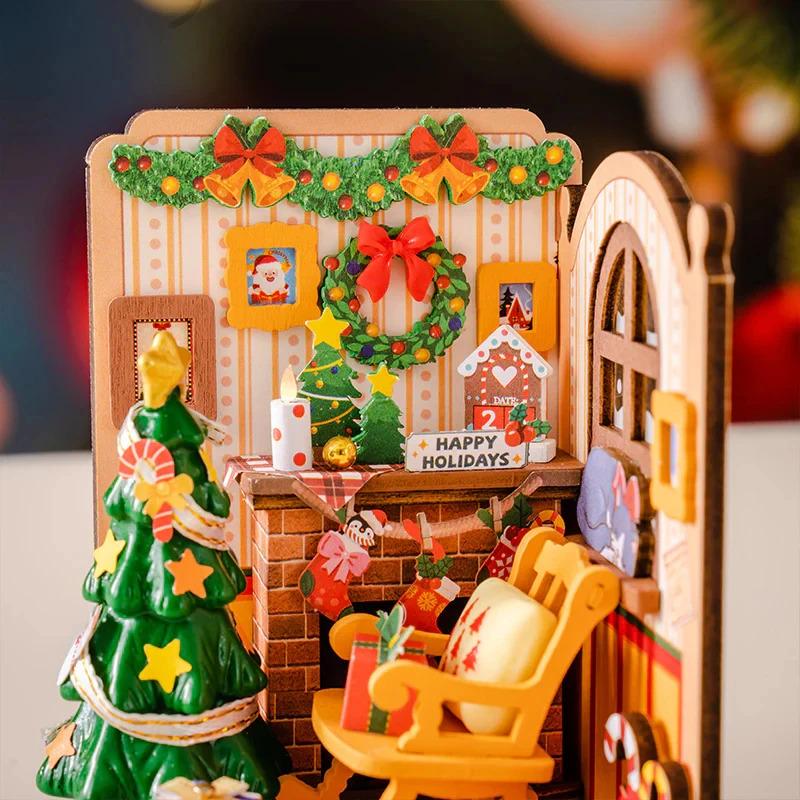 ROKR Rolife Christmas Fireplace Miniature House 3D Wooden Puzzle DS041