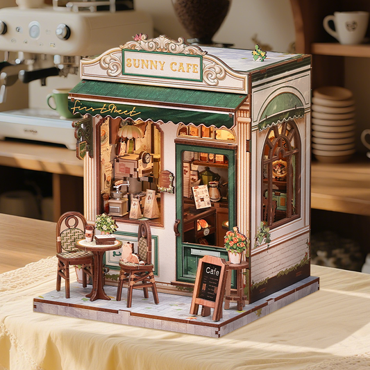 CUTEBEE DIY Miniature House – Sunny Cafe Wooden Miniature Kit (CWGC208-Y)