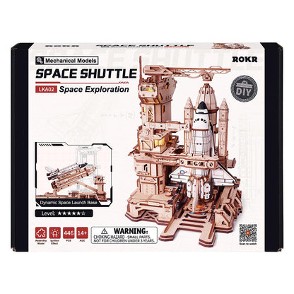 ROKR Space Shuttle 3D Wooden Puzzle Kit LKA02 -LED Launch Pad Model