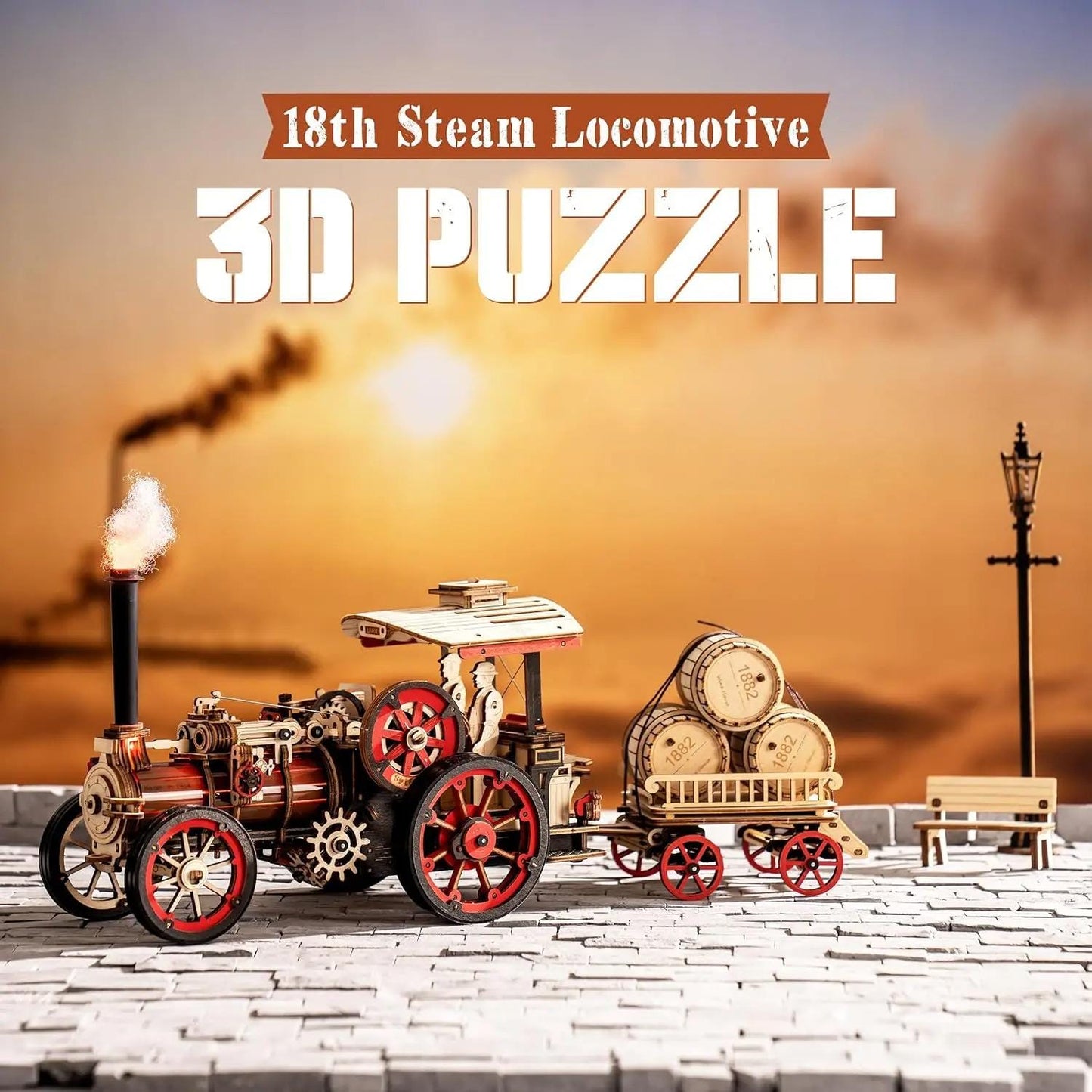 ROKR Steam Engine Mechanical Locomotive 3D Wooden Puzzle LKA01