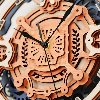 Handmade Romantic Note Wall Clock – Mechanical Gear 3D Wooden Puzzle Clock LC701