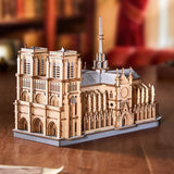 Notre Dame 3D Wooden Puzzle: Paris Cathedral DIY Gothic Model TG511