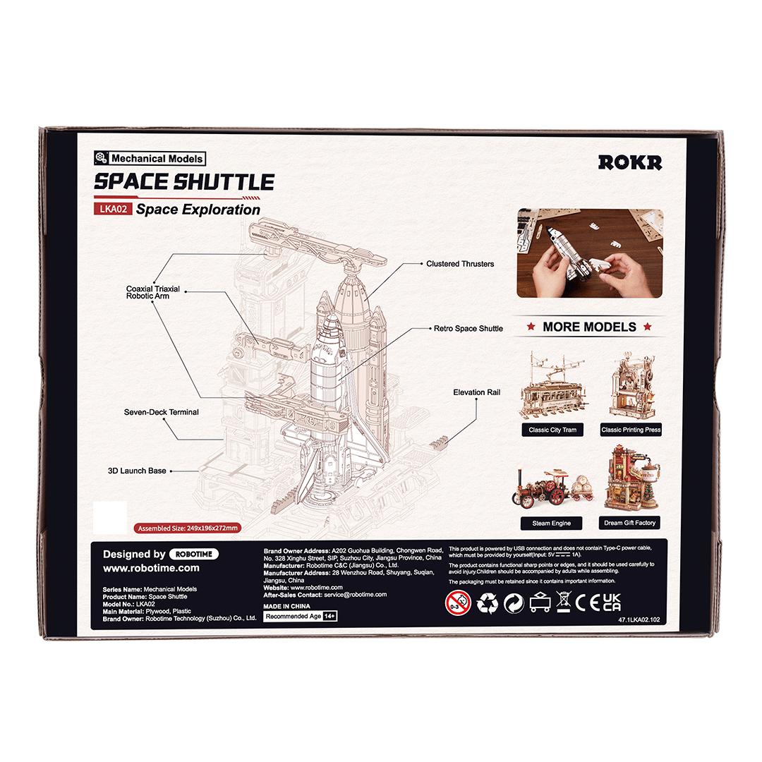 ROKR Space Shuttle 3D Wooden Puzzle Kit LKA02 -LED Launch Pad Model