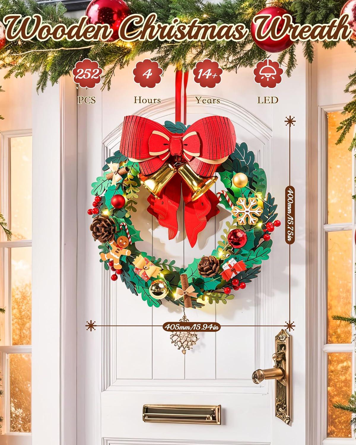 ROKR Christmas Wreath 3D Wooden Puzzle Holiday Ornament TGL04