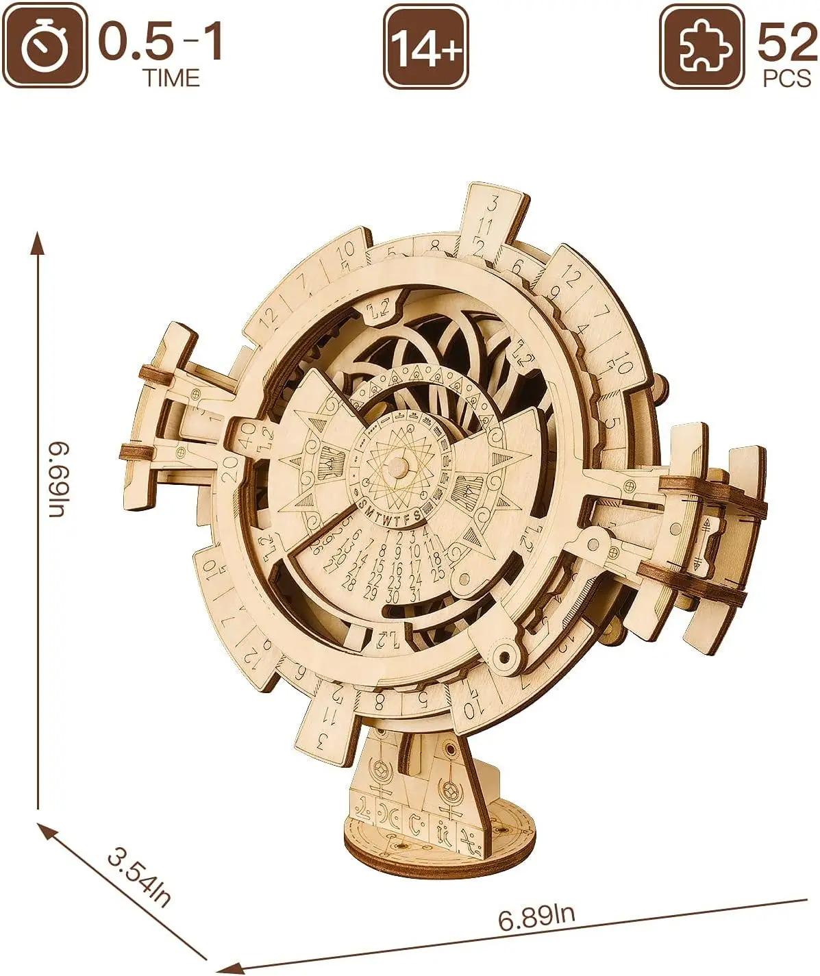 ROKR 3D Wooden Perpetual Calendar Puzzle – DIY Laser-Cut Desk Calendar Gift LK201