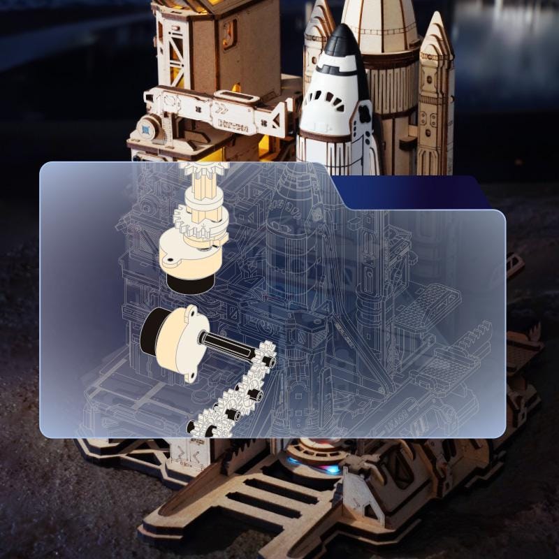 ROKR Space Shuttle 3D Wooden Puzzle Kit LKA02 -LED Launch Pad Model
