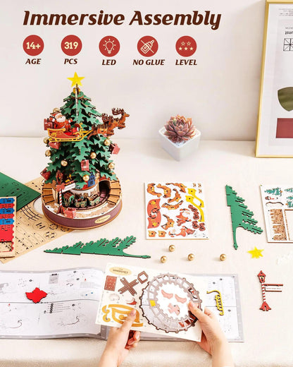 ROKR Rolife Christmas Melody Tree 3D Wooden Music Box Puzzle AMS01