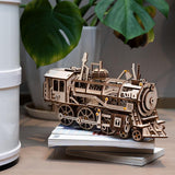 Locomotive 3D Wooden Puzzle Kit: Mechanical Gear Model, STEAM Toy
