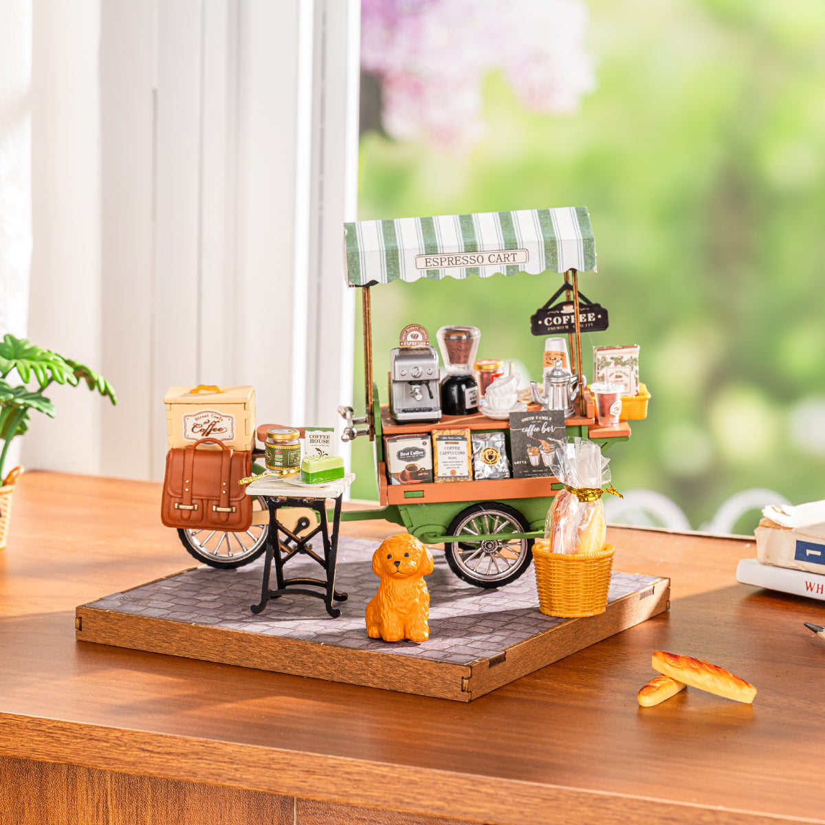 Rolife DIY Miniature House – Aromatic Coffee Cart Wooden Puzzle Kit (DG182)