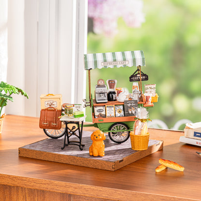 Rolife DIY Miniature House – Aromatic Coffee Cart Wooden Puzzle Kit (DG182)