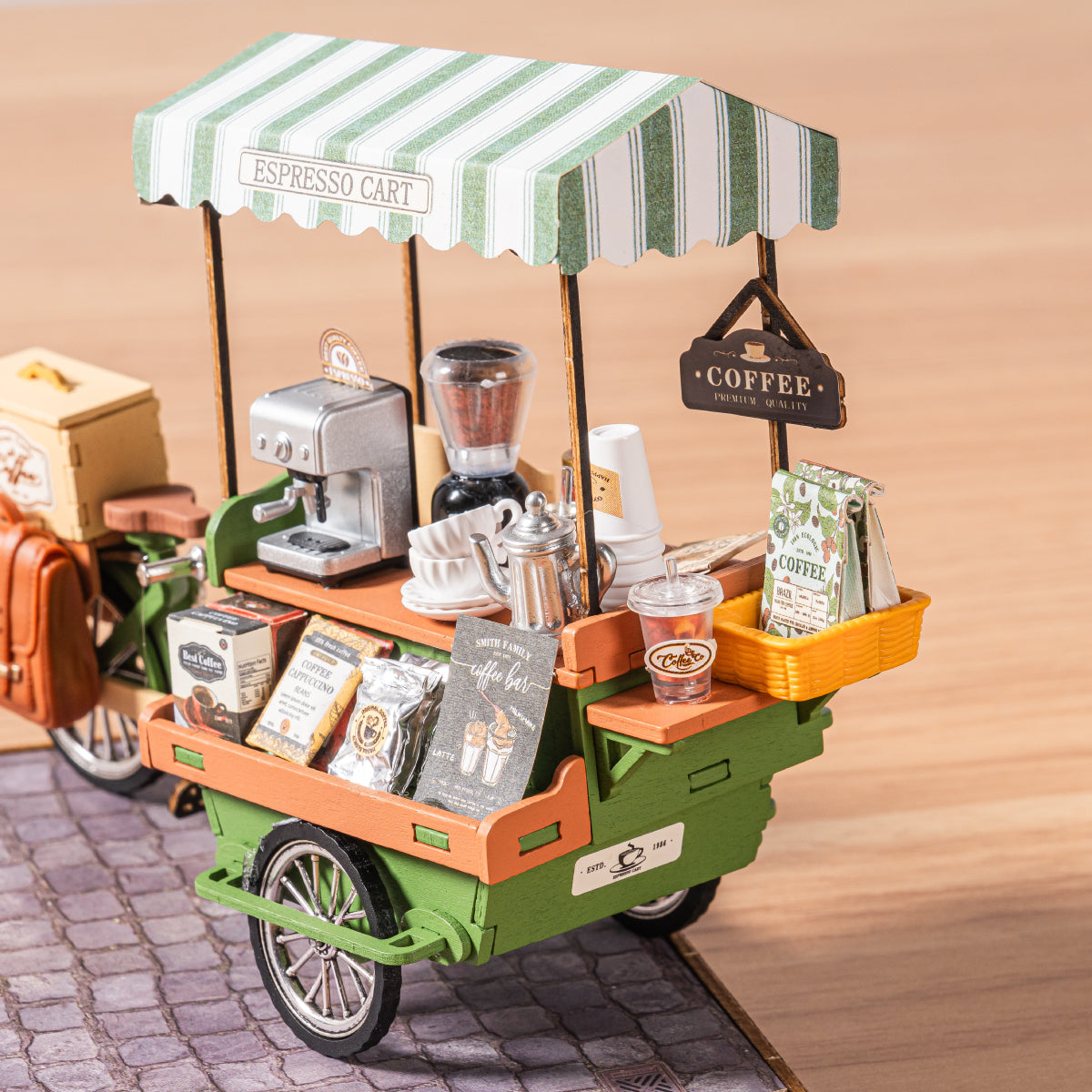 Rolife DIY Miniature House – Aromatic Coffee Cart Wooden Puzzle Kit (DG182)