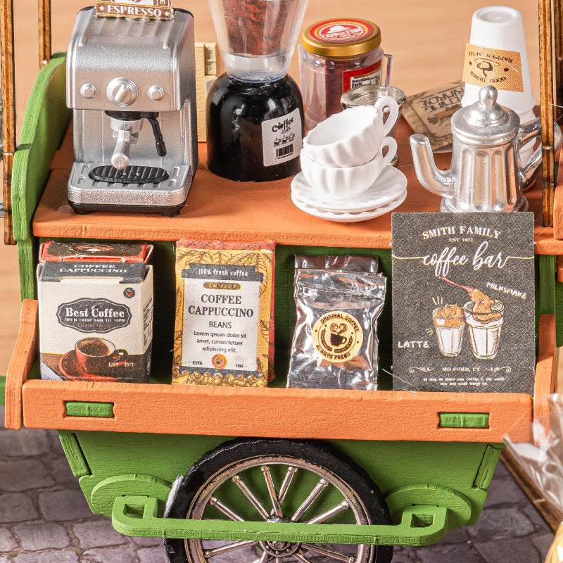 Rolife DIY Miniature House – Aromatic Coffee Cart Wooden Puzzle Kit (DG182)