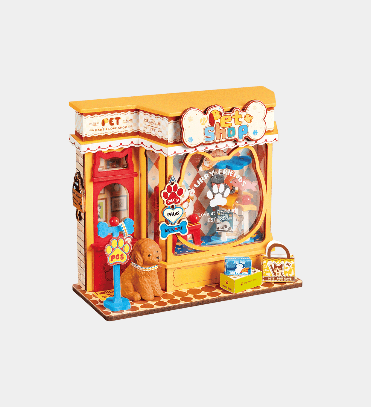Rolife DIY Miniature House – Pawfect Pet Shop Wooden Puzzle Kit (DS045)