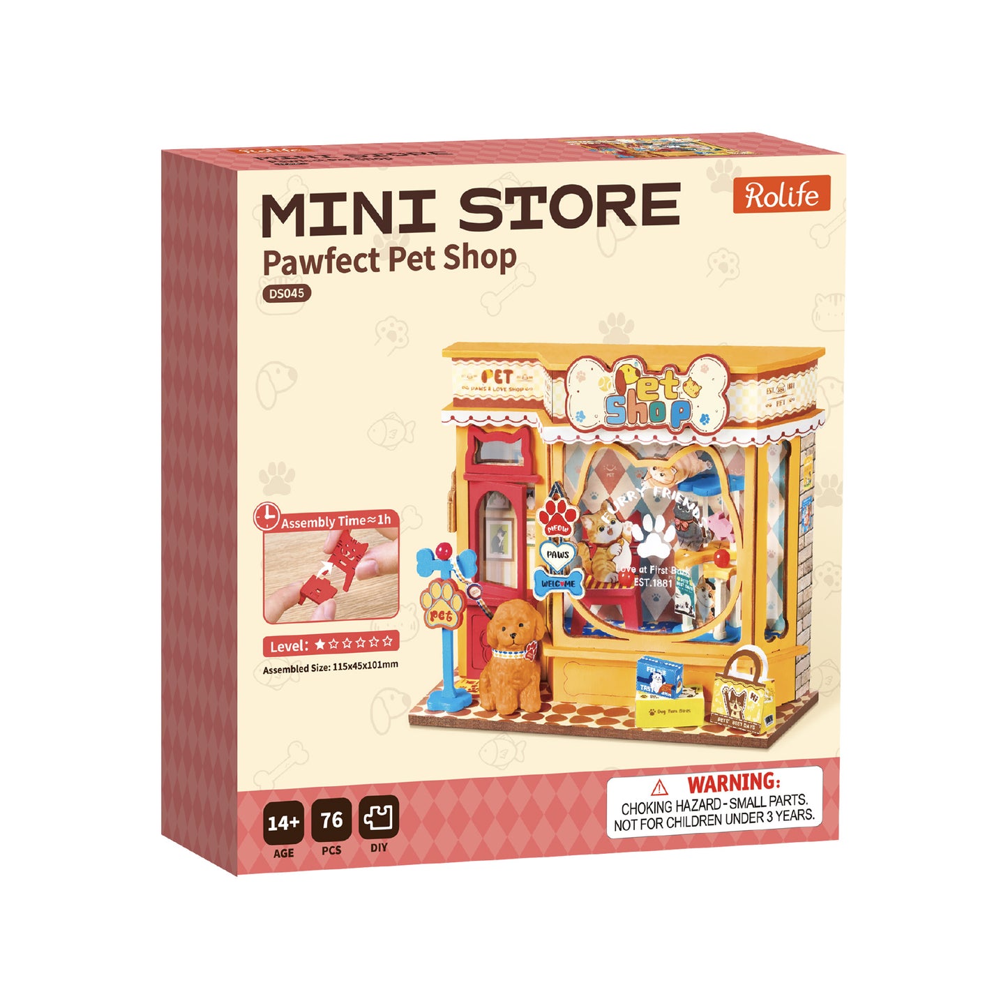 Rolife DIY Miniature House – Pawfect Pet Shop Wooden Puzzle Kit (DS045)