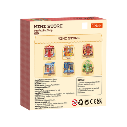 Rolife DIY Miniature House – Pawfect Pet Shop Wooden Puzzle Kit (DS045)