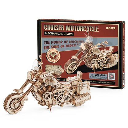 ROKR Cruiser Motorcycle 3D Wooden Puzzle DIY Model Kit LK504