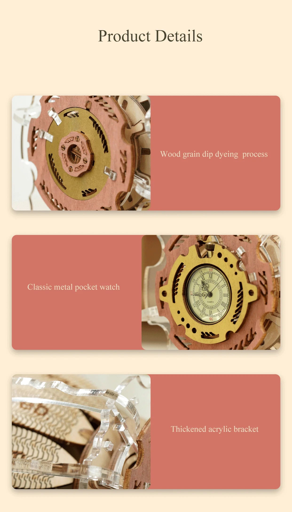 ROKR Zodiac Wall Clock Time Art 3D Wooden Puzzle DIY Model Kit LC601
