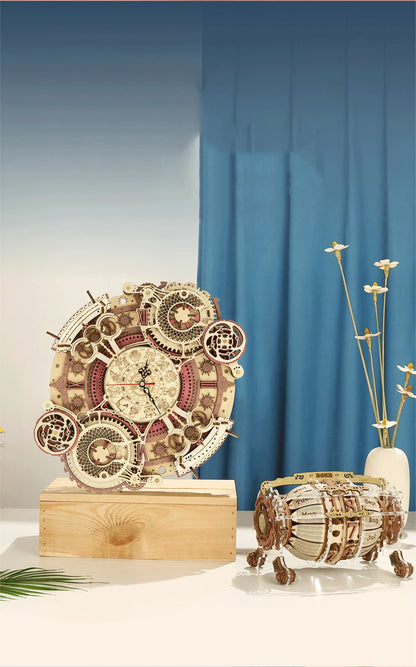 ROKR Zodiac Wall Clock Time Art 3D Wooden Puzzle DIY Model Kit LC601