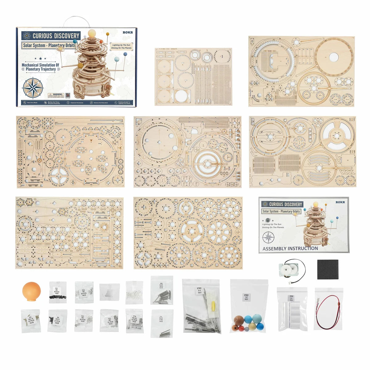 ROKR Mechanical Orrery 3D Wooden Puzzle DIY Model Kit ST001