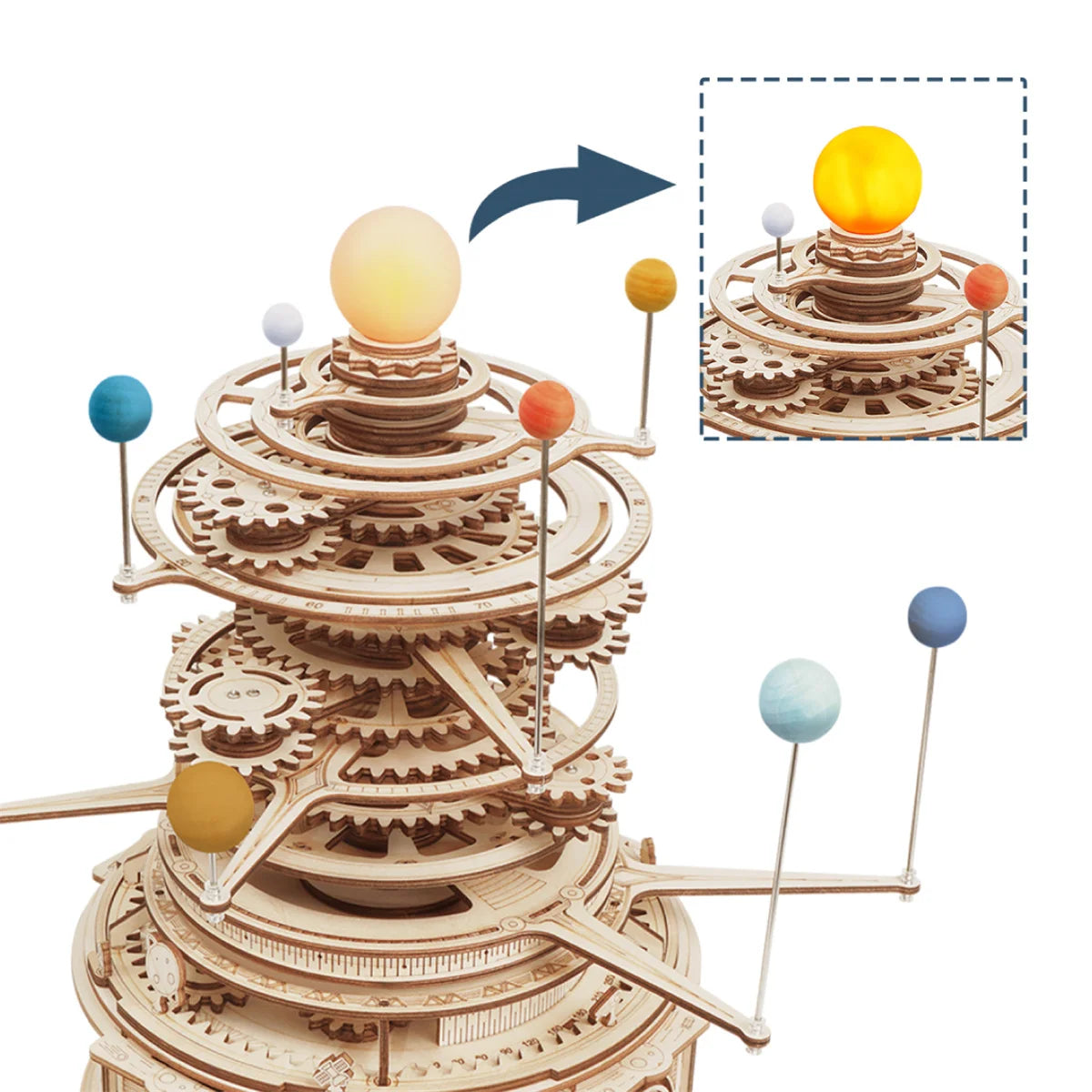 ROKR Mechanical Orrery 3D Wooden Puzzle DIY Model Kit ST001