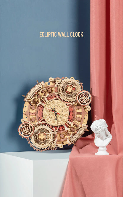 ROKR Zodiac Wall Clock Time Art 3D Wooden Puzzle DIY Model Kit LC601