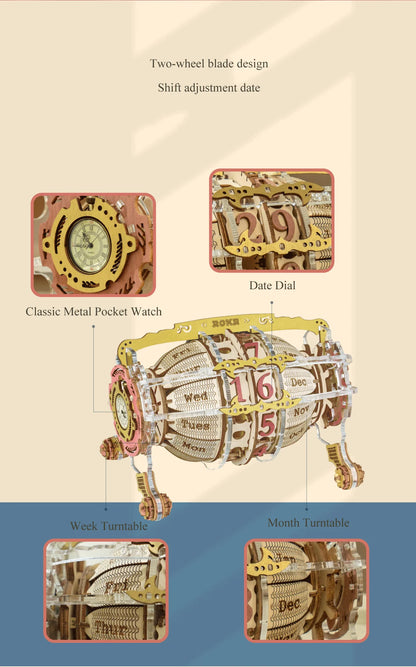 ROKR Zodiac Wall Clock Time Art 3D Wooden Puzzle DIY Model Kit LC601