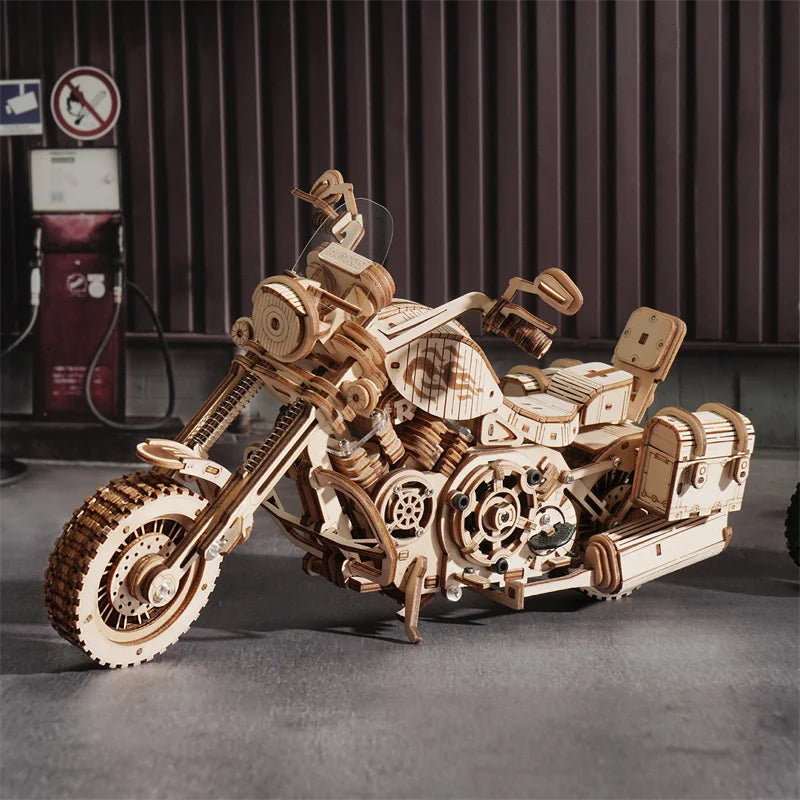 ROKR Cruiser Motorcycle 3D Wooden Puzzle DIY Model Kit LK504