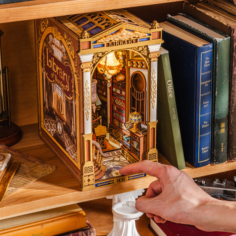 Rolife DIY Book Nook – Library of Wonders Wooden Puzzle Kit (TGB16)