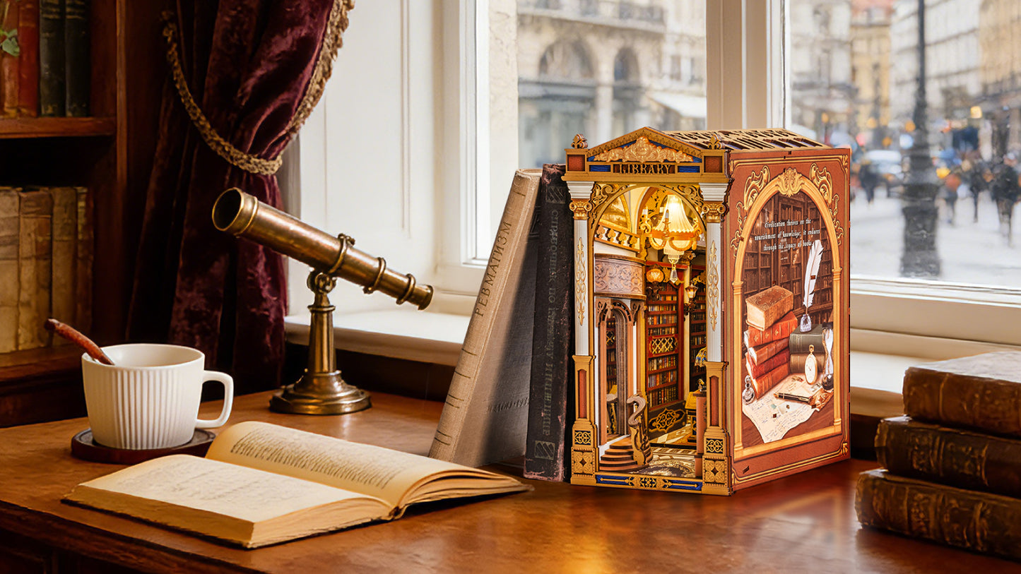Rolife DIY Book Nook – Library of Wonders Wooden Puzzle Kit (TGB16)