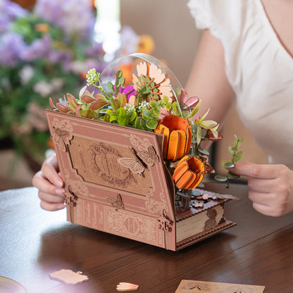 Rowood Wooden Blooming Book DIY Flower Bouquet 3D Puzzle TW04H