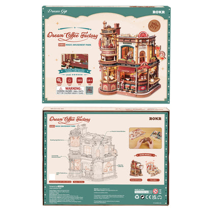 ROKR Dream Coffee Factory Wooden Music Box Mechanical 3D Puzzle EAB02