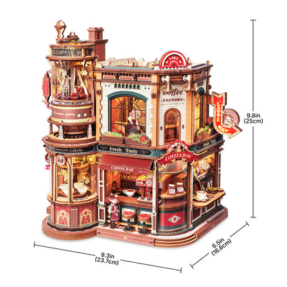 ROKR Dream Coffee Factory Wooden Music Box Mechanical 3D Puzzle EAB02