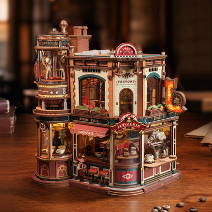 ROKR Dream Coffee Factory Wooden Music Box Mechanical 3D Puzzle EAB02
