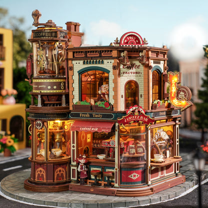 ROKR Dream Coffee Factory Wooden Music Box Mechanical 3D Puzzle EAB02
