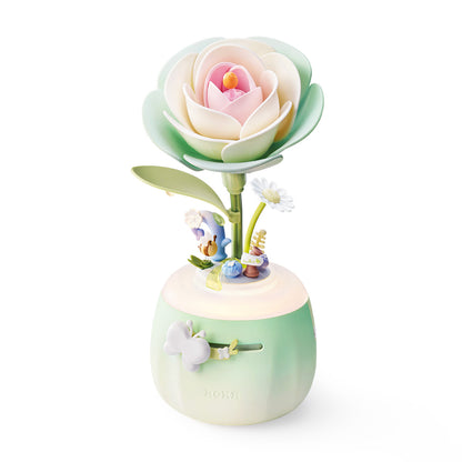 ROKR DIY 3D Flower Night Light – Minty Camellia Lamp Wooden Puzzle Kit (AF02S)