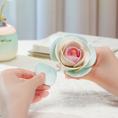 ROKR DIY 3D Flower Night Light – Minty Camellia Lamp Wooden Puzzle Kit (AF02S)