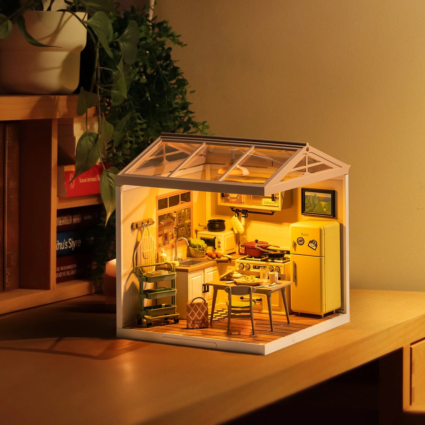 Robotime Rolife Super Store Series Happy Meals Kitchen DIY Miniature House Model Kit DW008