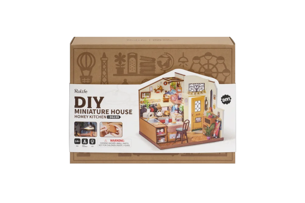 Robotime Rolife Homey Kitchen DIY Miniature House Wooden Model Kit DG159