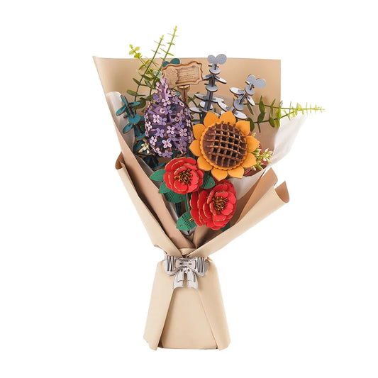 Robotime Rowood DIY Wooden Flower Bouquet Beautiful Hand Make Gifts Eco Friend