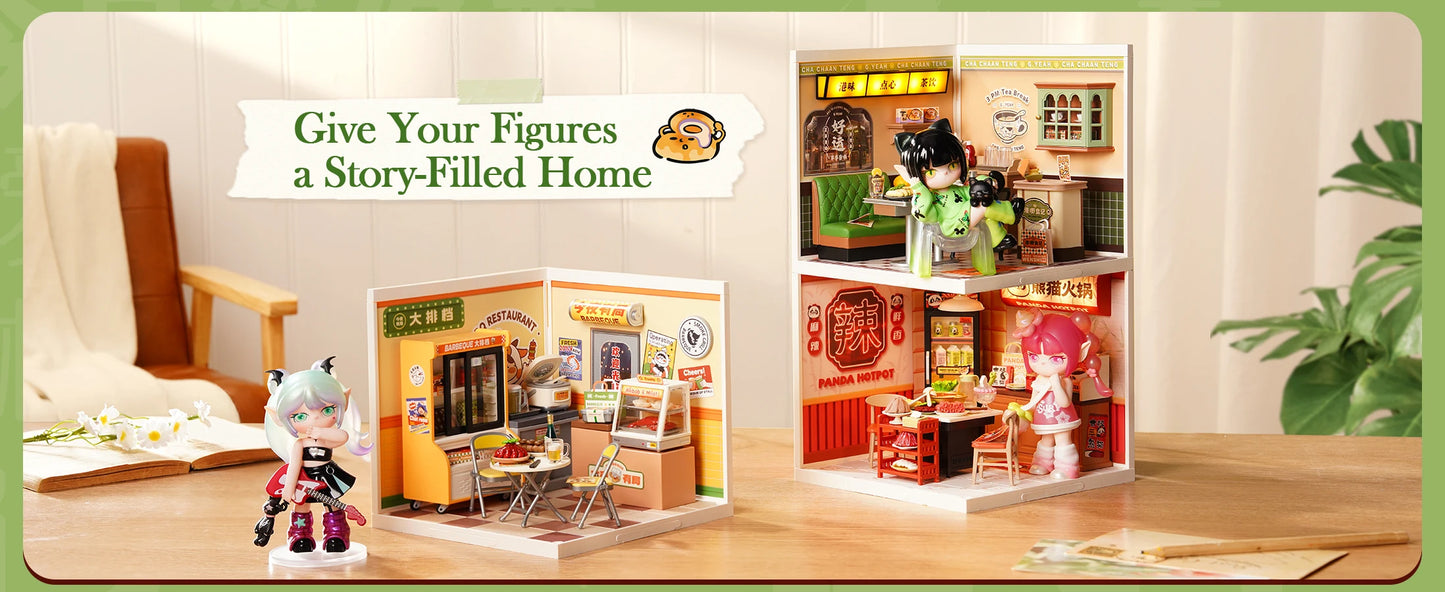 Rolife Hong Kong Bites Cafe Miniature House 3D Puzzle DIY Model Kit DW021 DW022 DW020