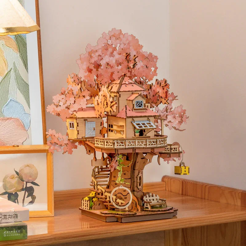 Robotime Rolife Sakura Tree House 3D Wooden Puzzle DIY Model Kit TGS04