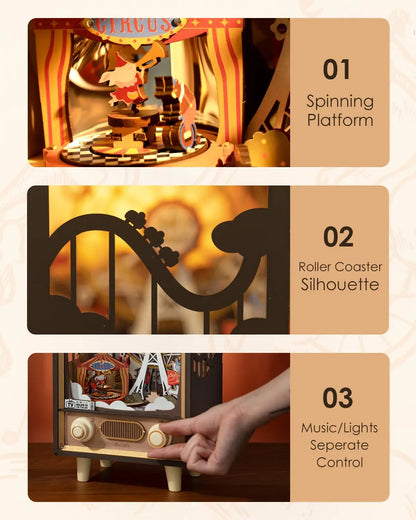 Robotime Rolife Sunset Carnival Series DIY Wooden Puzzle Music Box Model Kit AMT01 AMK81 AMK63