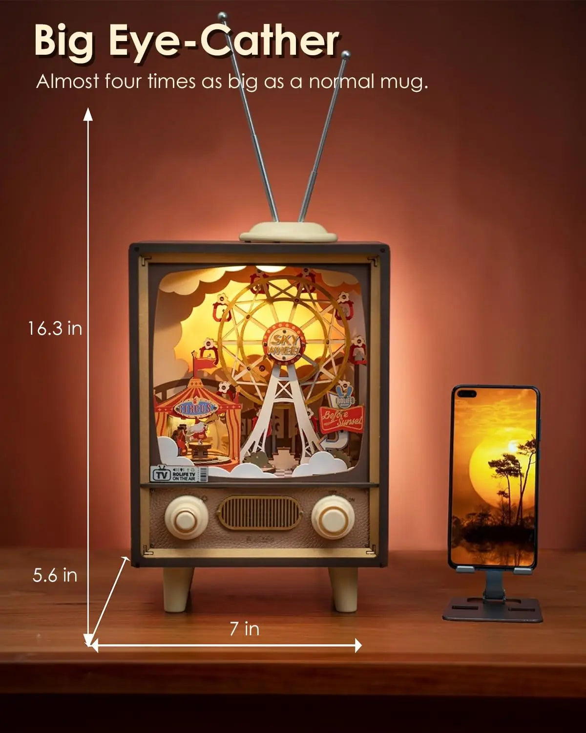 Robotime Rolife Sunset Carnival Series DIY Wooden Puzzle Music Box Model Kit AMT01 AMK81 AMK63