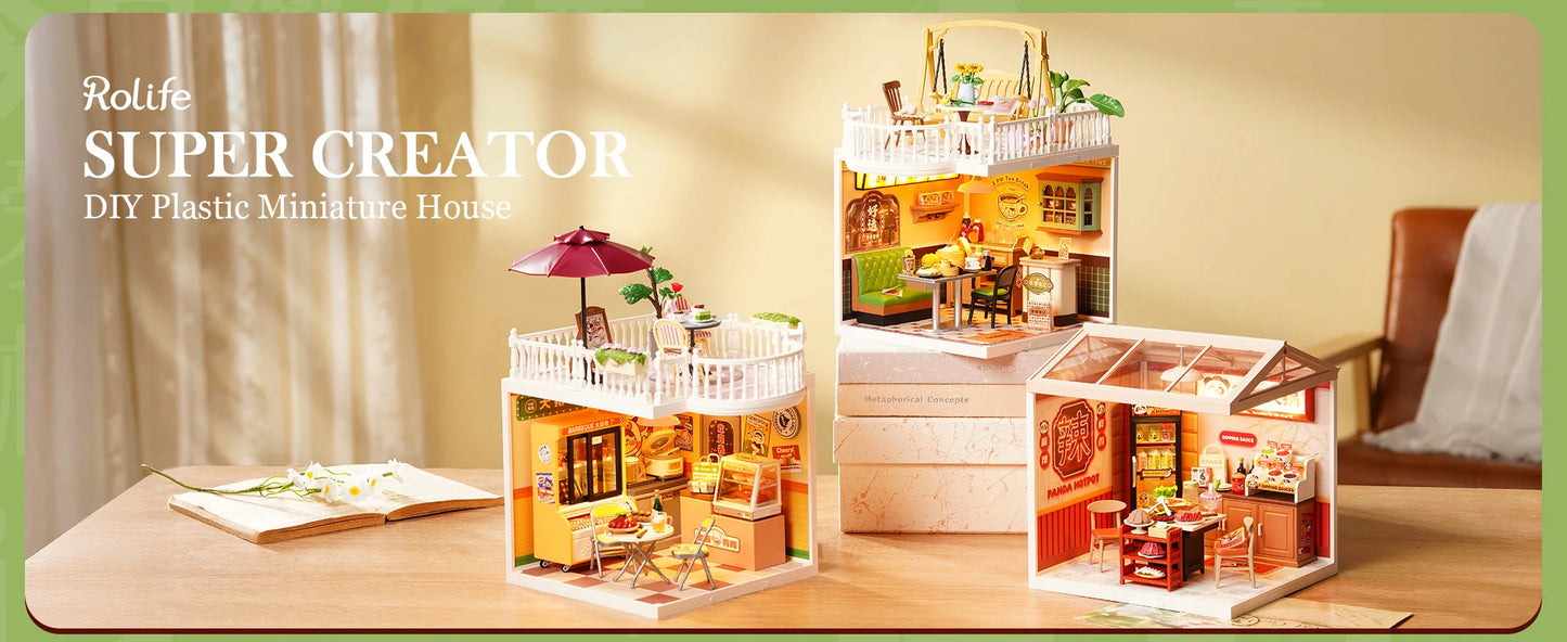 Rolife Hong Kong Bites Cafe Miniature House 3D Puzzle DIY Model Kit DW021 DW022 DW020
