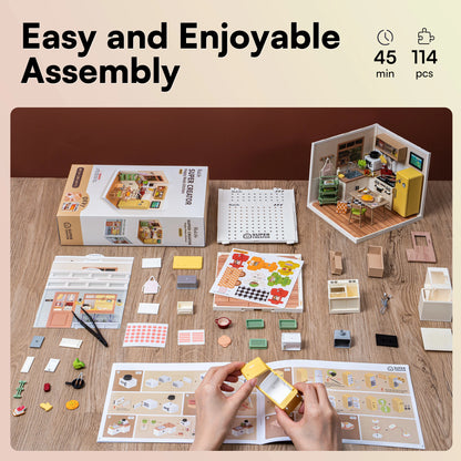 Robotime Rolife Super Store Series Happy Meals Kitchen DIY Miniature House Model Kit DW008