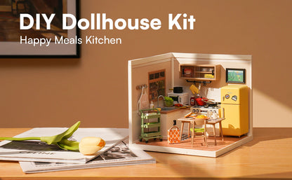 Robotime Rolife Super Store Series Happy Meals Kitchen DIY Miniature House Model Kit DW008