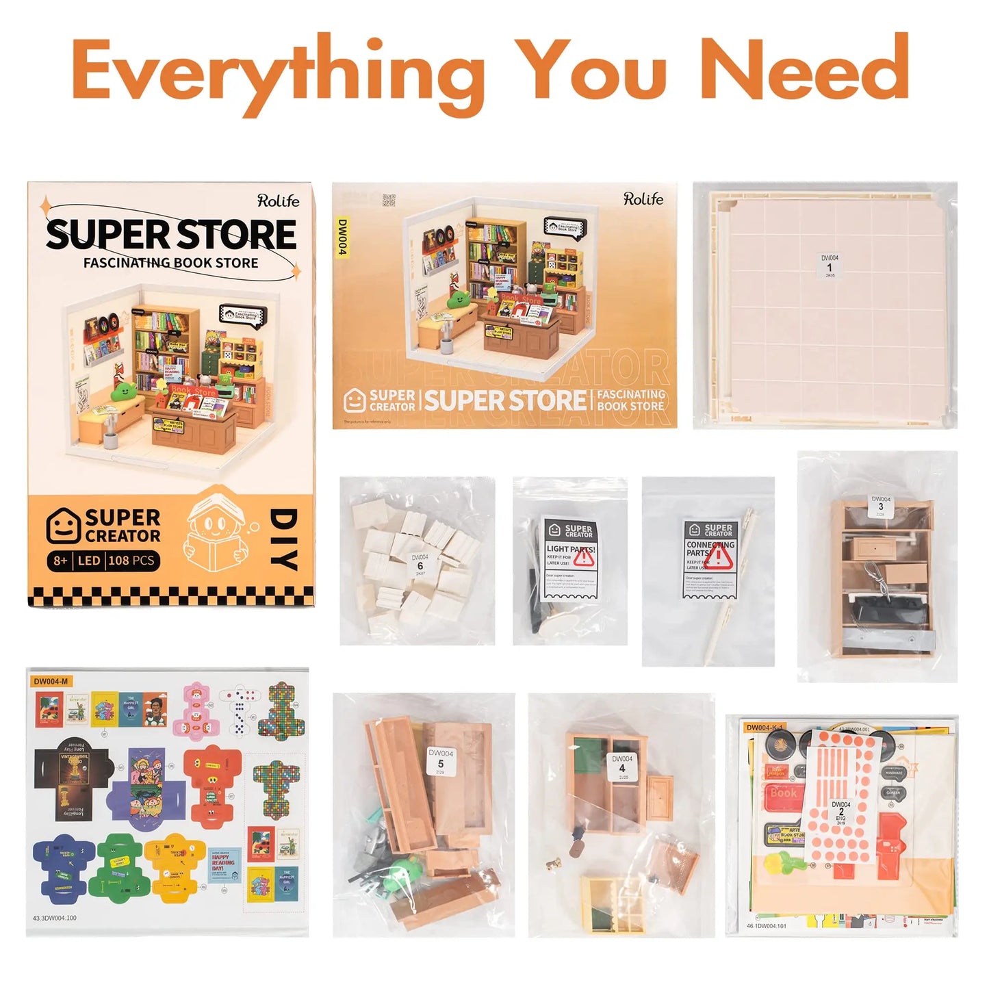 Robotime Rolife Super Creator Series DIY Miniature House Model Kit DW004 DW005B DW006