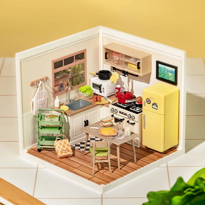 Robotime Rolife Super Store Series Happy Meals Kitchen DIY Miniature House Model Kit DW008