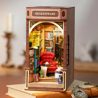 Robotime Rolife Booknook Bookstore DIY Wooden Puzzle Book Nook Model Kit TGB07